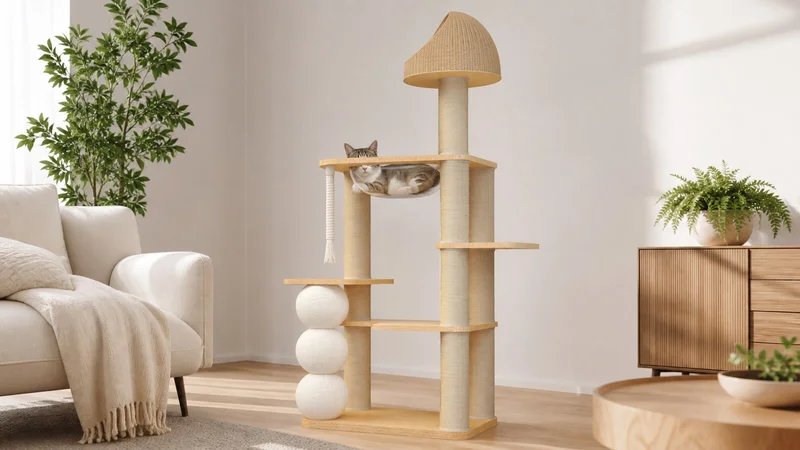 Tall Cat Scratching Tower for Texture-Led Furniture Collections