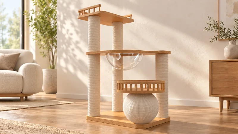 Rounded-Accent Cat Tree for Coordinated Home Collections